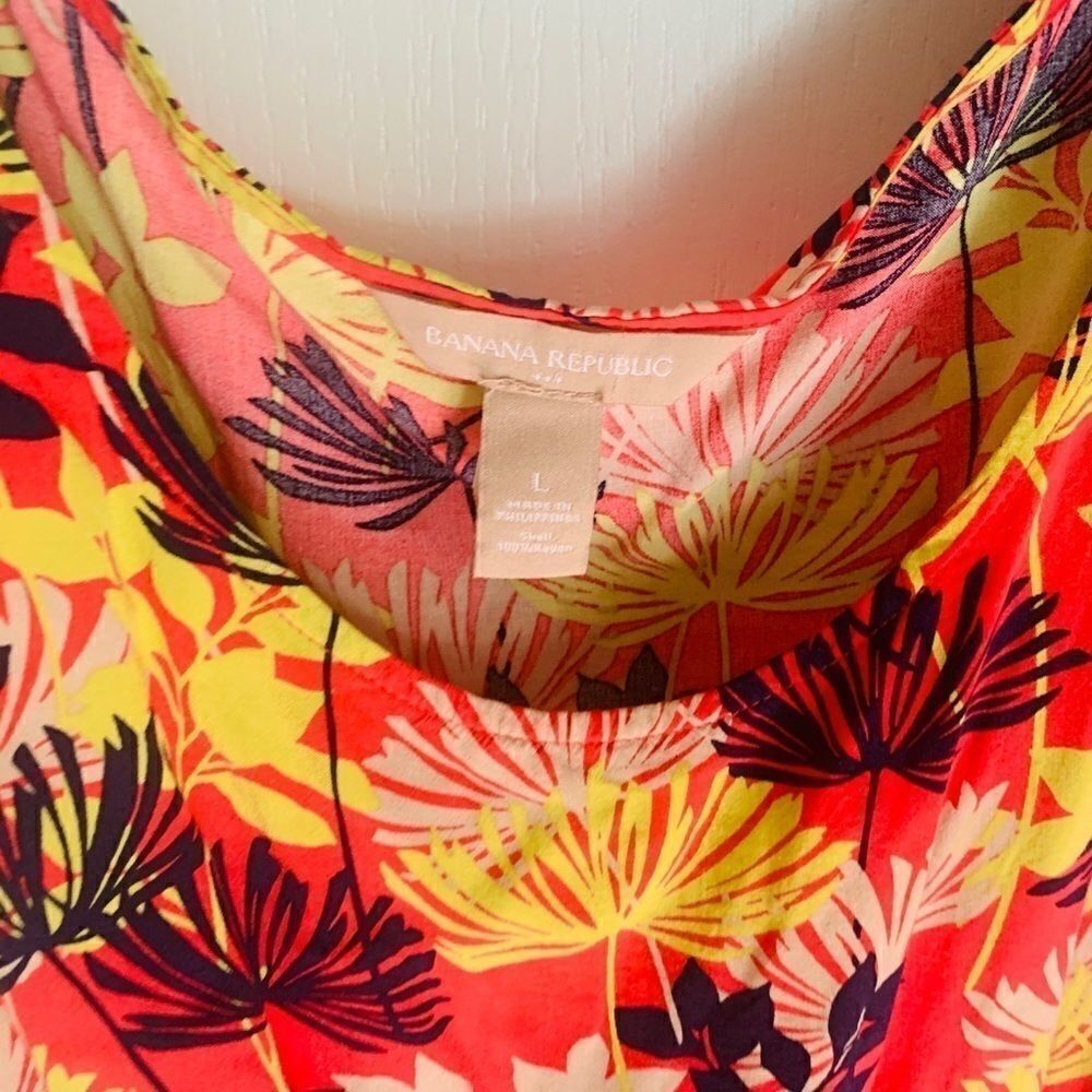 Banana Republic red and orange tropical Print sleeveless dress - Picture 2 of 5